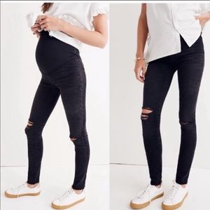 Madewell Maternity Black Distressed Skinny Jeans
